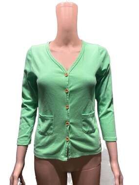 Beau Hudson Green Ribbed Button-Down Cardigan Size 9